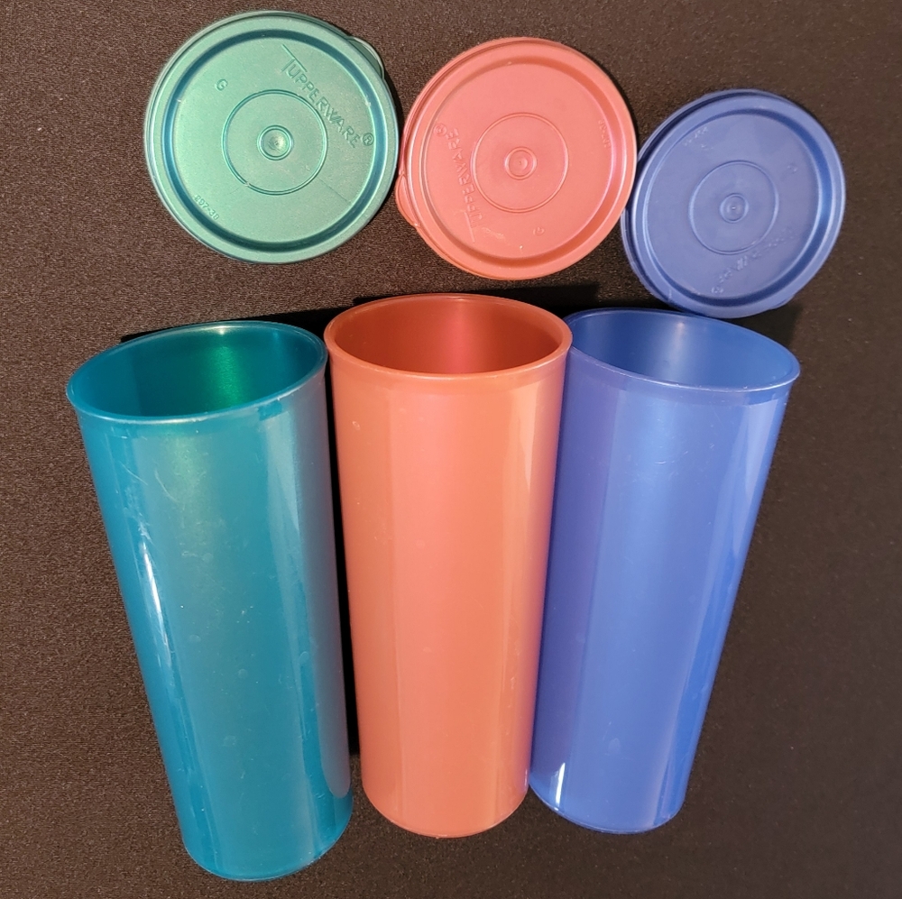 Lot of 3 Tupperware Tumblers with Seals Jewle Tones 16oz. - Picture 4 of 5